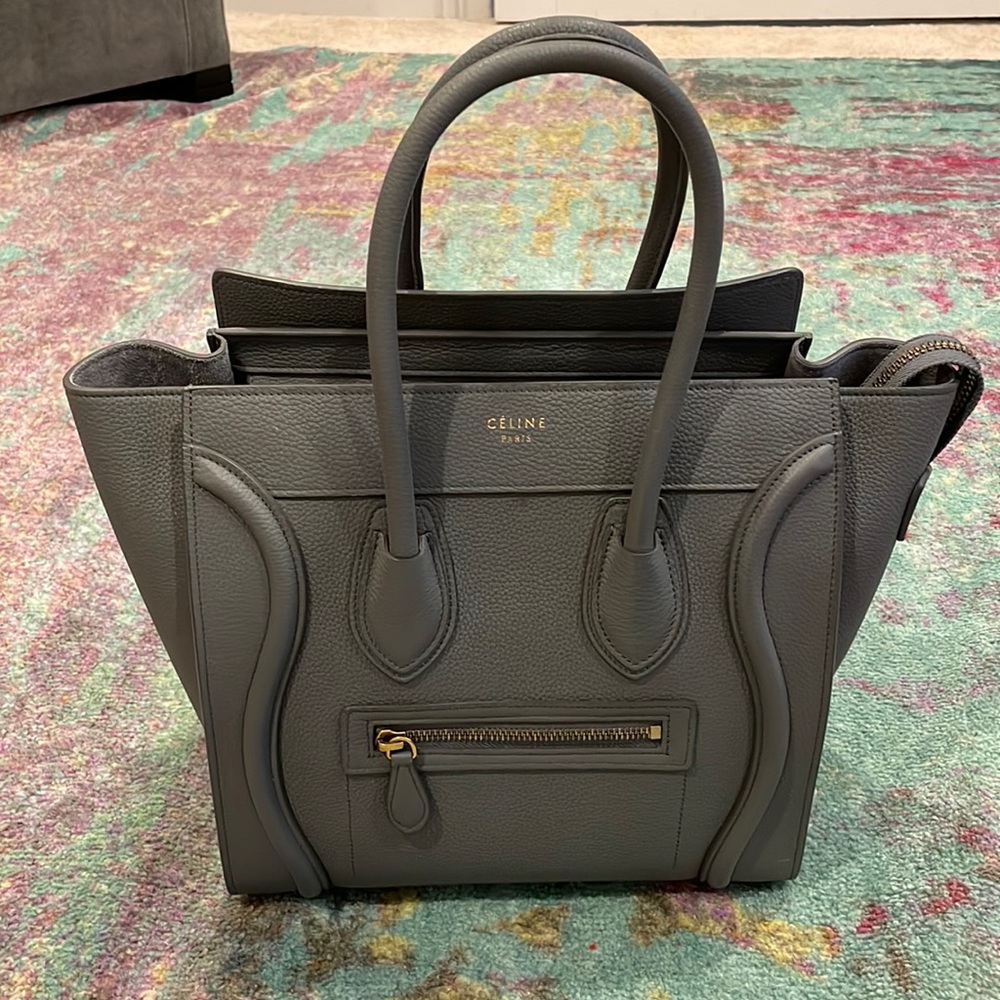 Céline Micro Luggage in Kohl Baby Drummed Calfskin